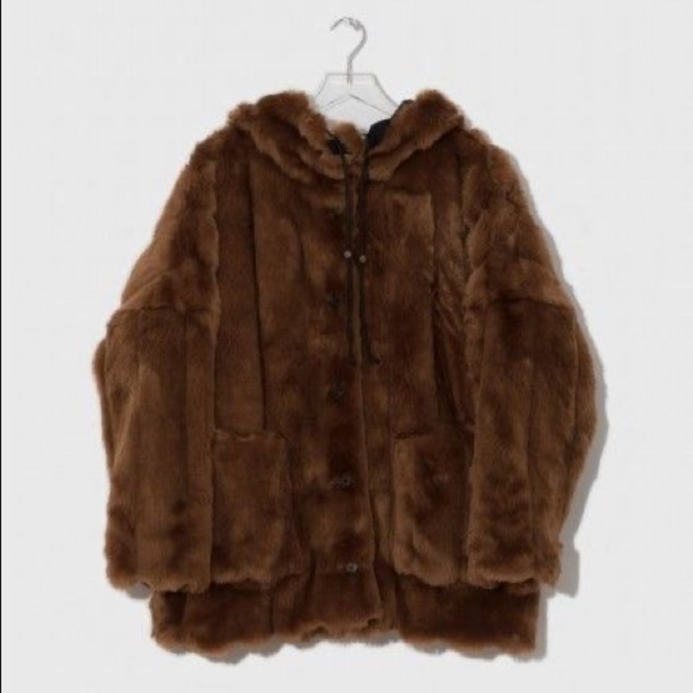 NWT Suzanne Rae Caramel Faux Fur Jacket Coat